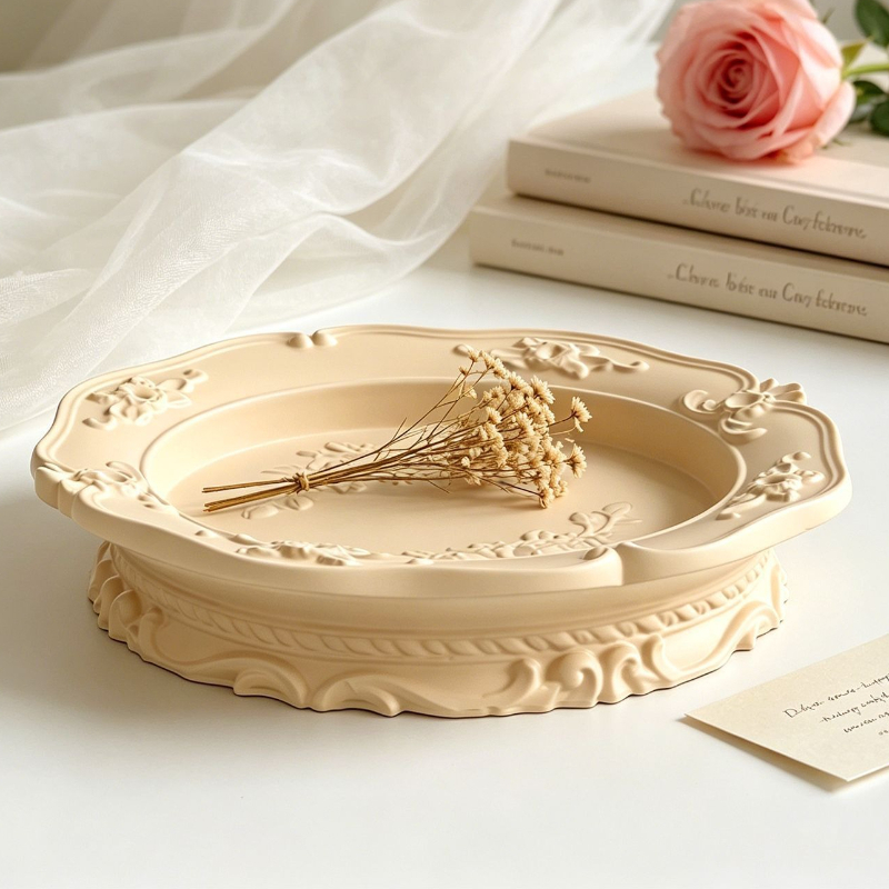 Coaster Mold Round - قالب سيليكون أنيق بتصميم باروكي عتيق