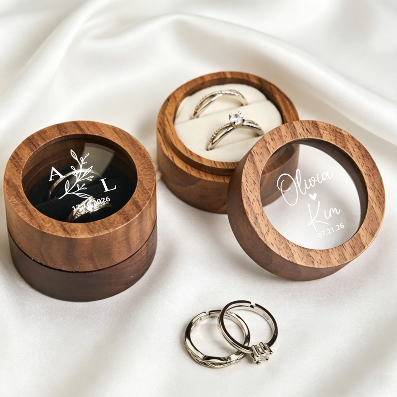 Wood Ring Blank - صندوق خاتم زفاف مخصص، صندوق خاتم