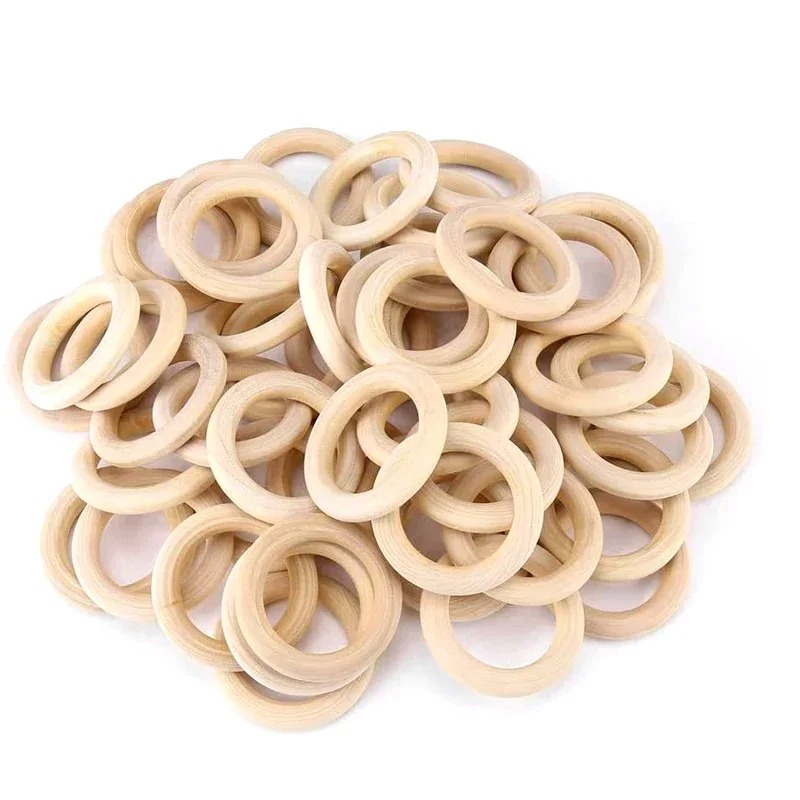 Wood Ring Blank - 20 قطعة حلقات خشبية طبيعية غير