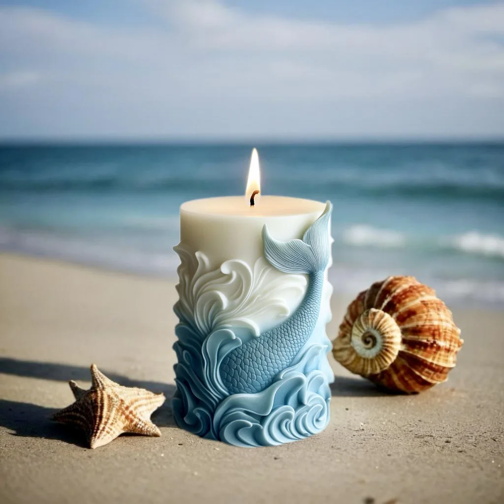 Resin Ocean Wave Mold - 2024 موجة المحيط رغوة شمعة أسطوانية