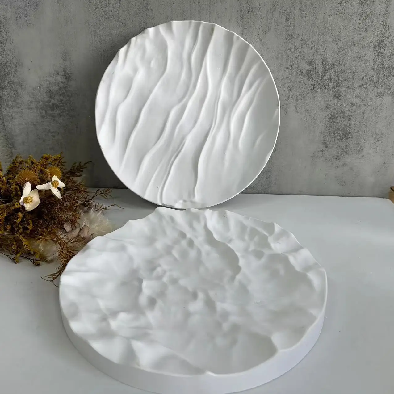 Coaster Mold Round - غير النظامية موجات المحيط قالب الجص