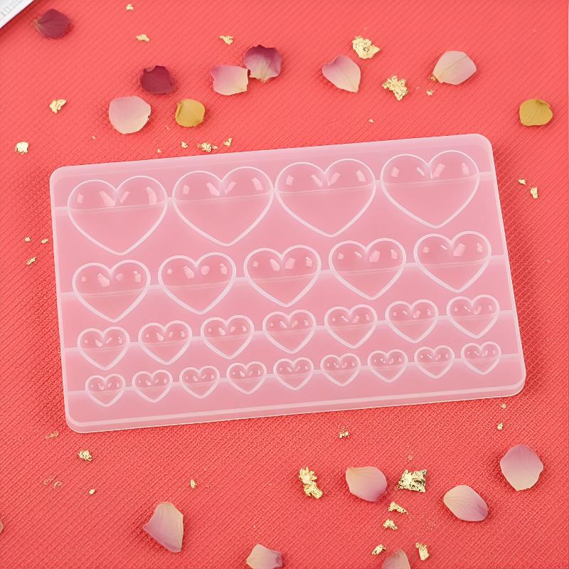 Resin Craft Workshop - قالب سيليكون على شكل قلب بثلاثة