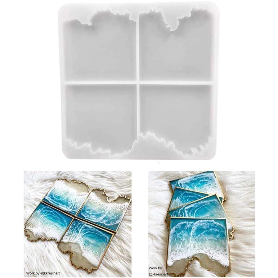 Resin Ocean Wave Mold - قالب سيليكون لصنع حامل أكواب بتصميم