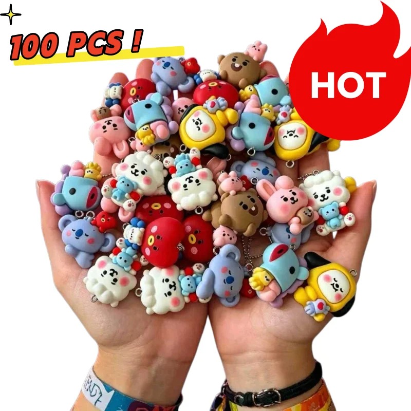Resin Craft Supplies - 7 قطع من إكسسوارات BT21 الكرتونية