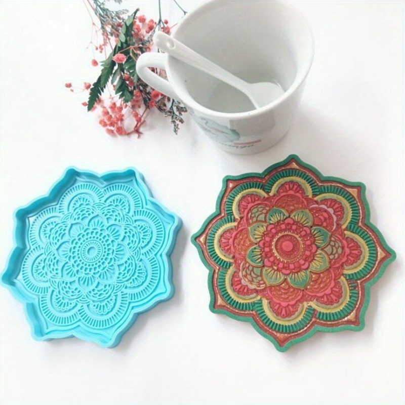 Coaster Mold Round - ماندالا كوستر قالب من السيليكون صينية
