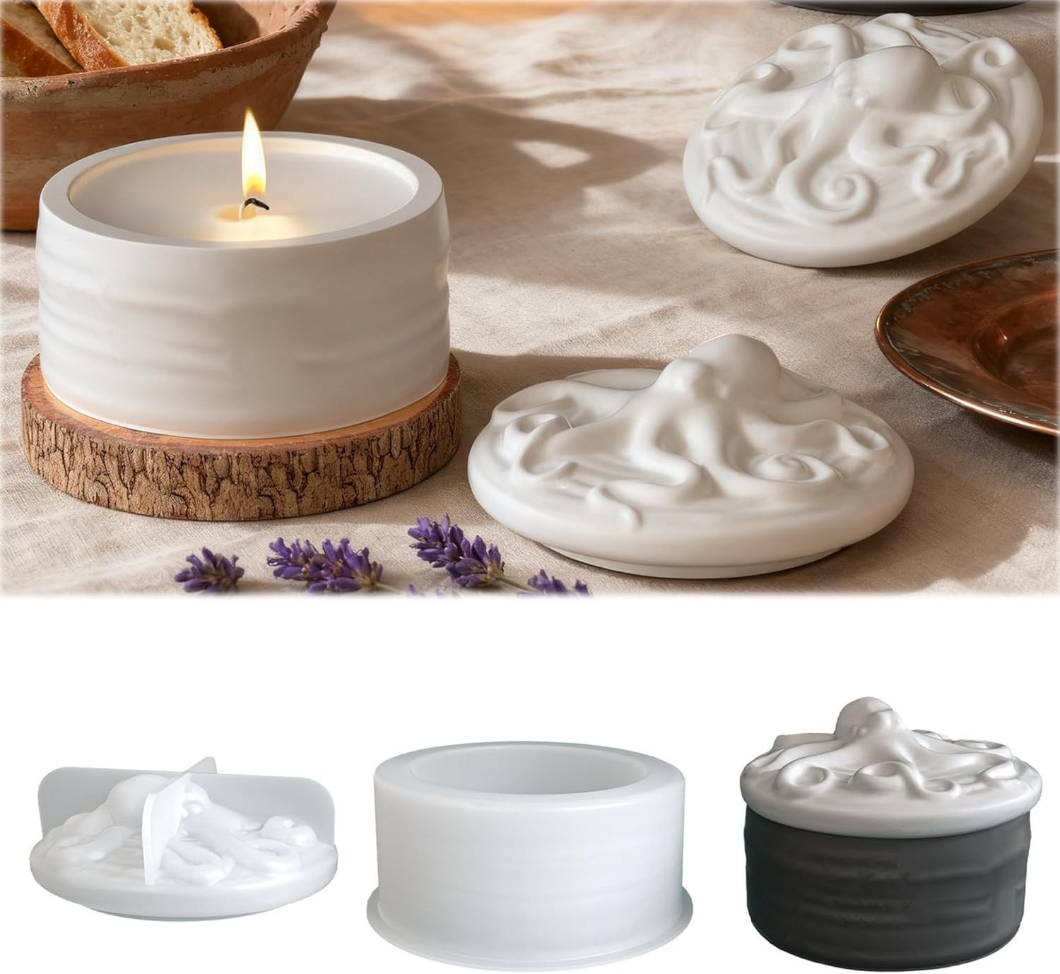 Resin Ocean Wave Mold - مجموعة قوالب سيليكون لصنع وعاء شمع