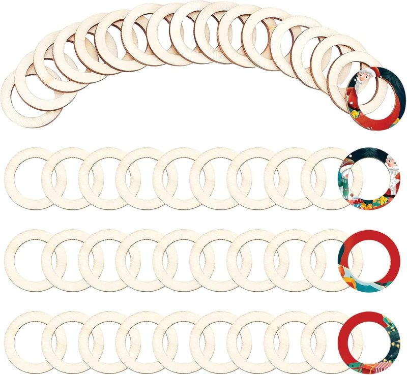 Wood Ring Blank - دوائر خشبية طبيعية غير مكتملة للرسم