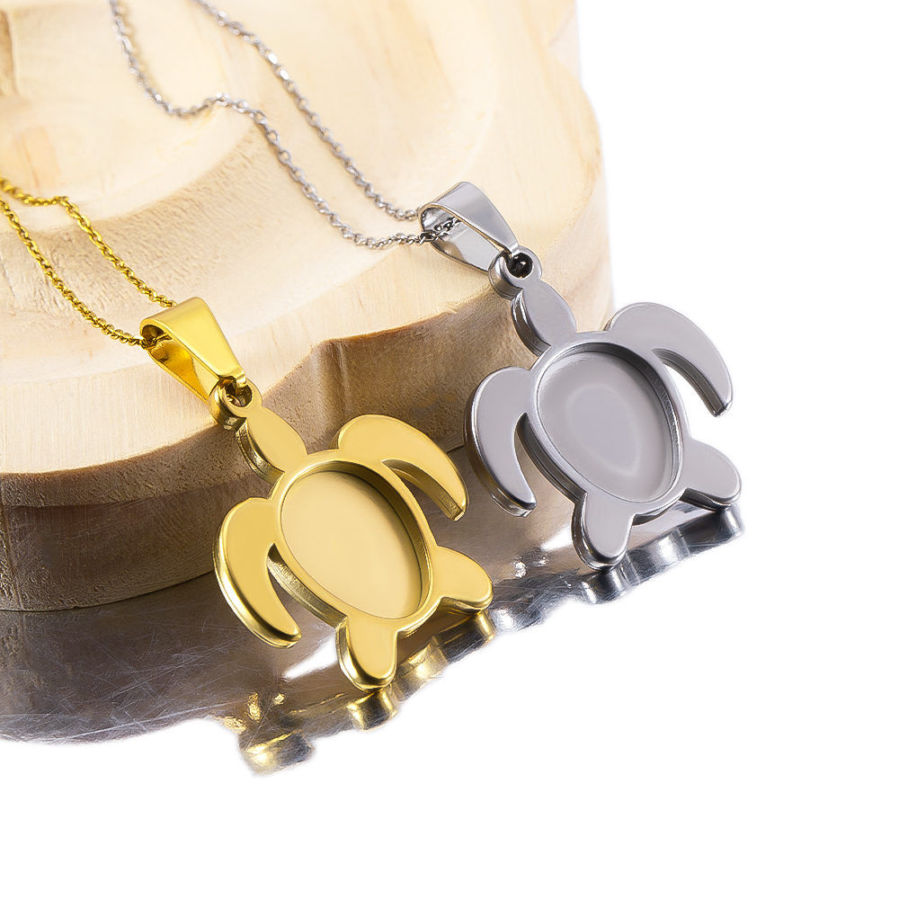 Bezels Set Pendant - قاعدة تعليق بيضاوية من الفولاذ المقاوم