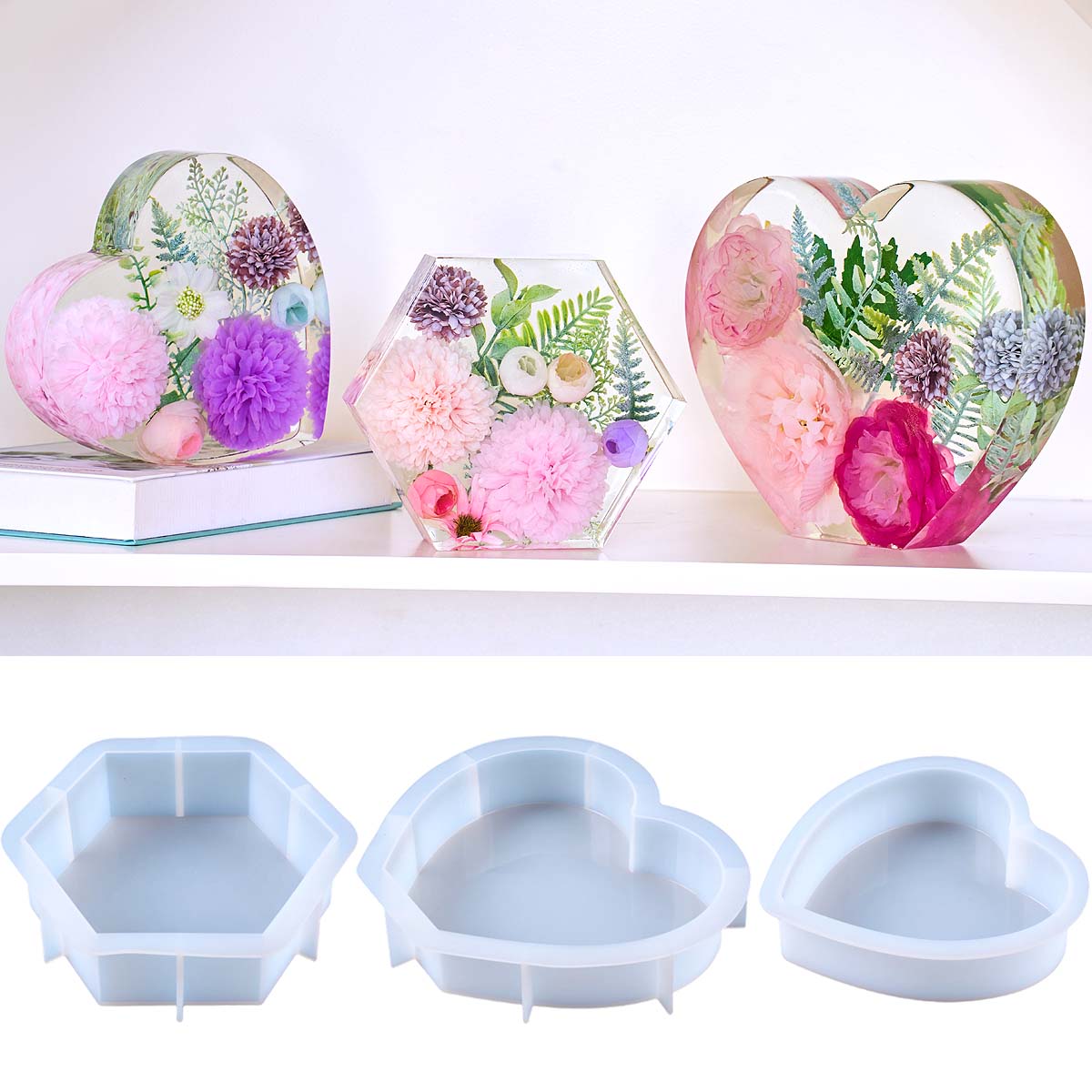 قالب سيليكون كبير على شكل قلب  - مراجعة Flower Preservation Resin وسعره