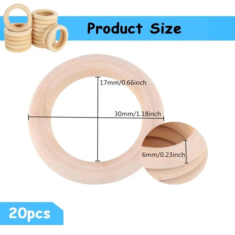 20 قطعة حلقات خشبية طبيعية غير - مراجعة Wood Ring Blank وسعره