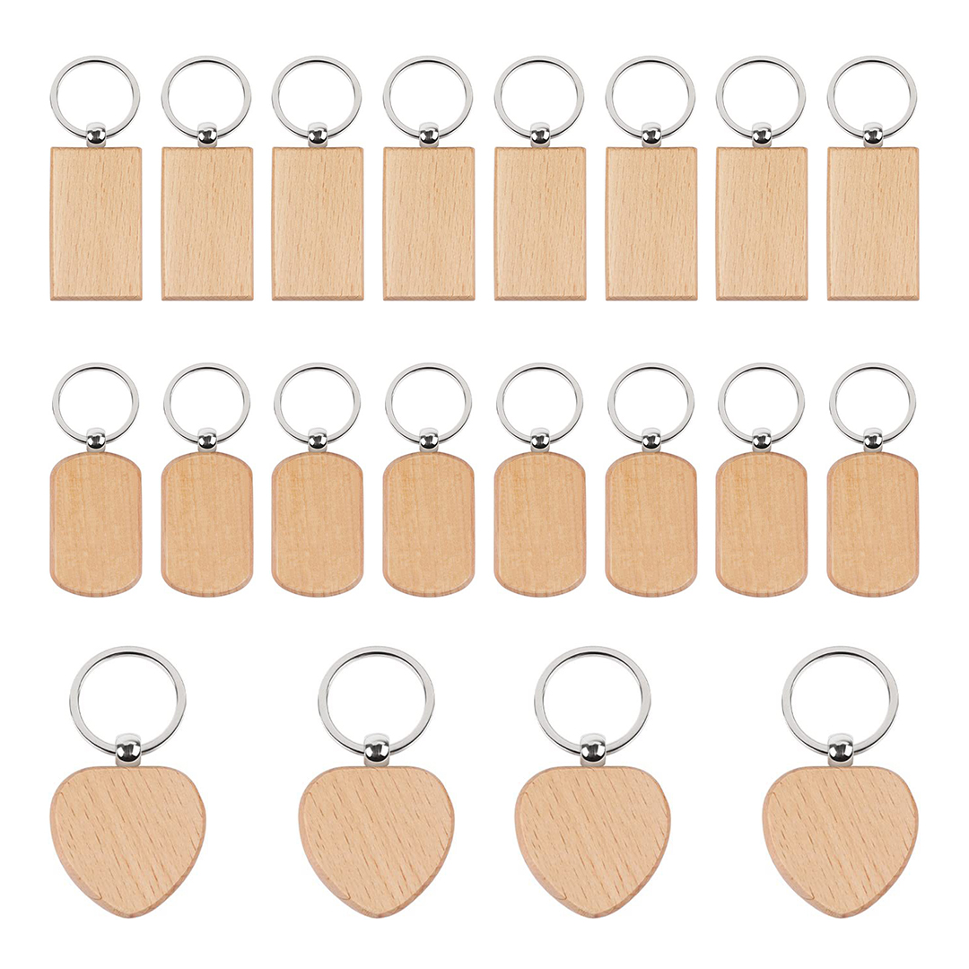 20 قطعة من ميداليات المفاتيح ا - مراجعة Wood Ring Blank وسعره