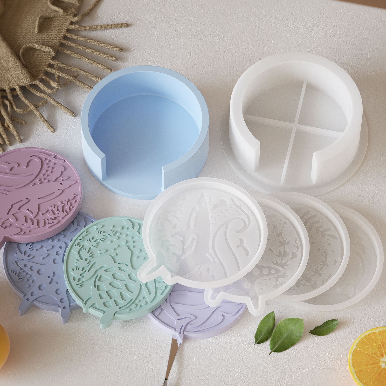 قاعدة تخزين كوستر الجص صنع قال - مراجعة Resin Ocean Wave Mold وسعره